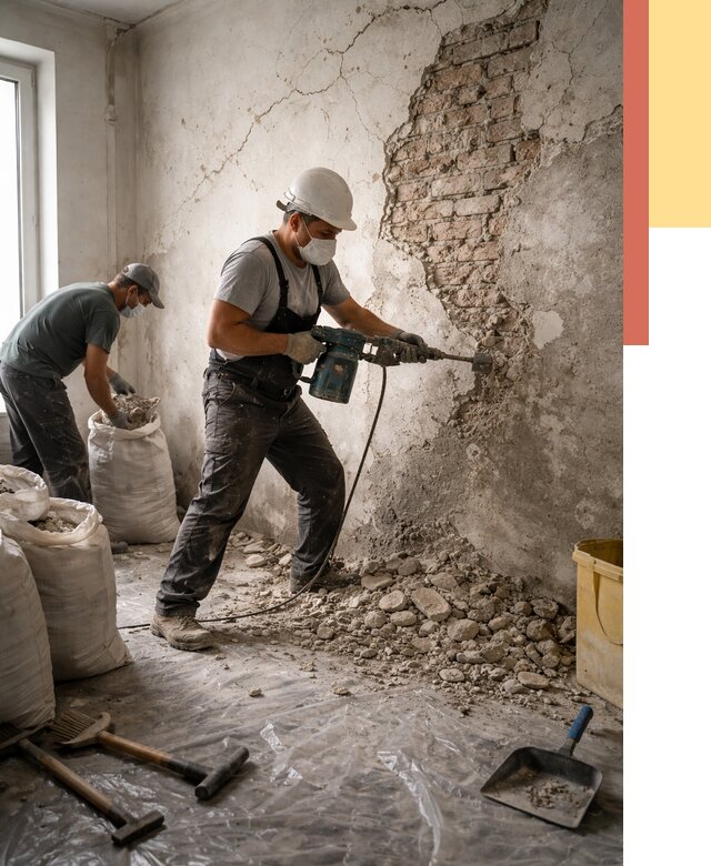 Демонтаж штукатурки со стен в Новосибирске от 7320 руб/м² — быстро и недорого | ОТДЕЛОЧНИК-Нвс