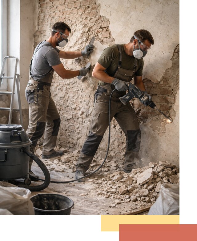 Демонтаж штукатурки со стен в Новосибирске быстро и аккуратно