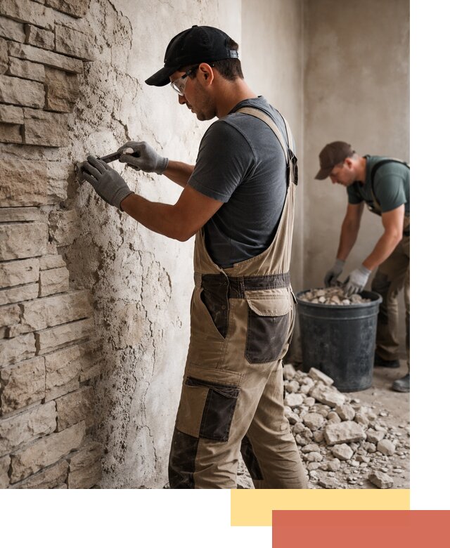 Демонтаж декоративного камня в Новосибирске профессионально и безопасно