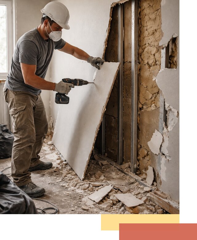 Демонтаж гипсокартона со стен в Новосибирске качественно и быстро