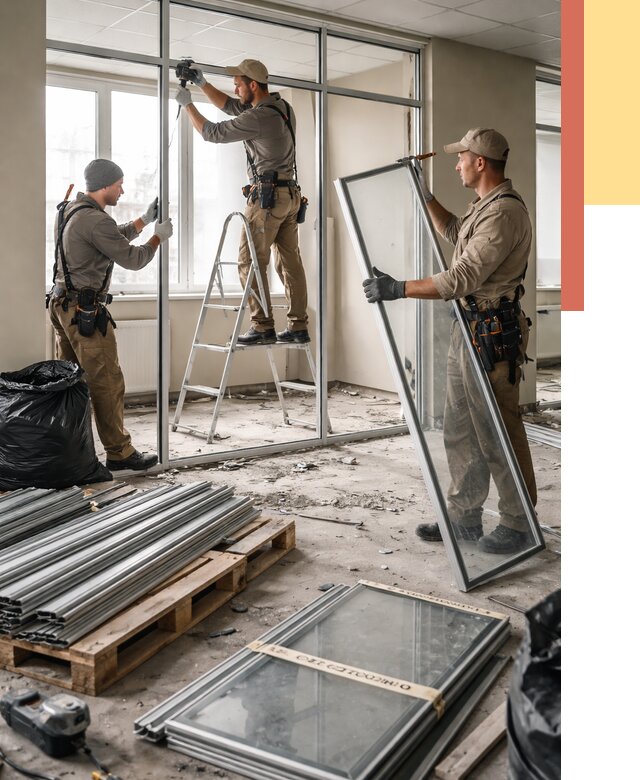 Демонтаж алюминиевых перегородок в Новосибирске от 4270 руб. — быстро и недорого | ОТДЕЛОЧНИК-Нвс