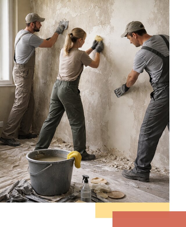 Очистка стен от клея и грунтовки в Новосибирске качественно и быстро