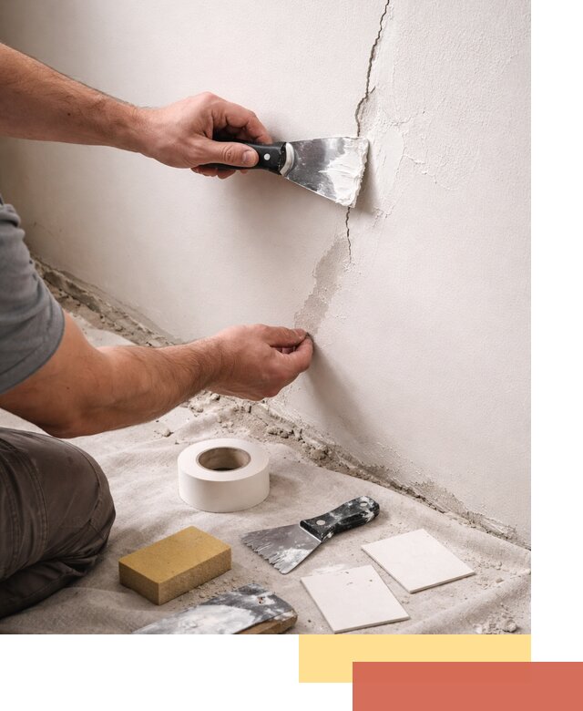 Заделка трещин и сколов в стенах и потолках в Новосибирске