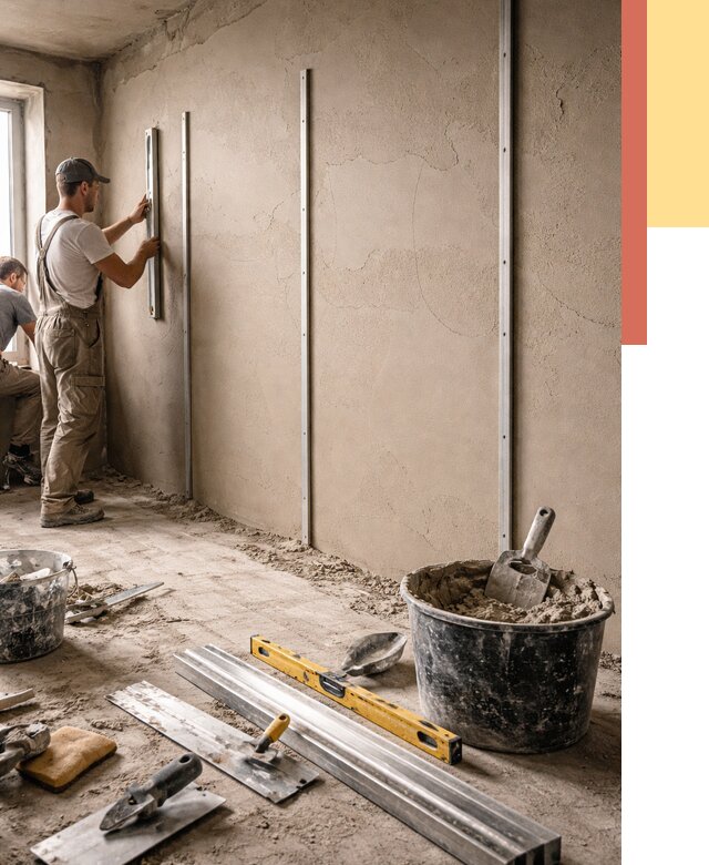 Штукатурка стен по маякам в Новосибирске от 5591 руб./м² — выравнивание под ключ | ОТДЕЛОЧНИК-Нвс