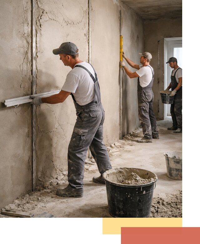 Штукатурка стен по маякам в Новосибирске — точная и ровная поверхность