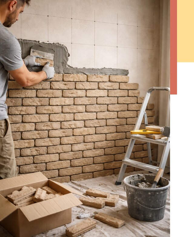 Монтаж декоративного кирпича в Новосибирске от 3253 руб./м² — быстро и недорого | ОТДЕЛОЧНИК-Нвс