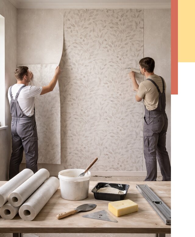 Поклейка обоев с подбором рисунка в Новосибирске от 3558 руб. | ОТДЕЛОЧНИК-Нвс - быстро и недорого