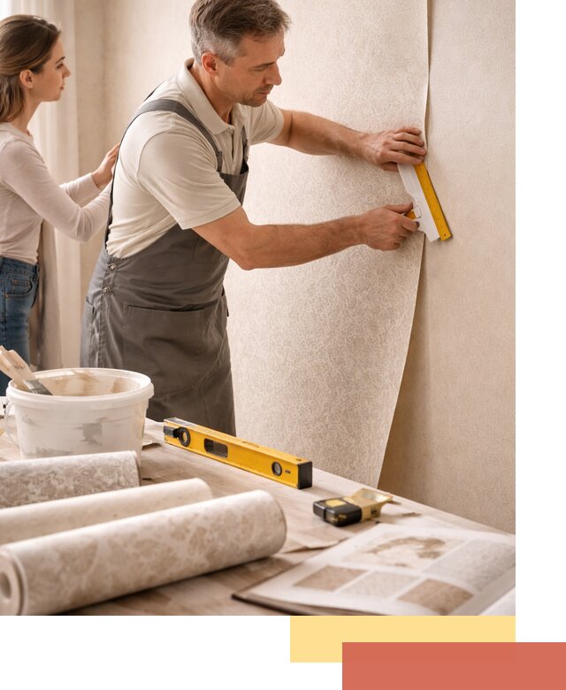 Поклейка обоев с подбором рисунка в Новосибирске