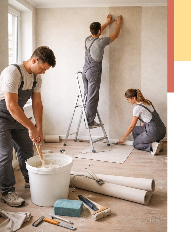 Оклейка стен обоями в Новосибирске от 3558 руб/м2 — быстро и недорого | ОТДЕЛОЧНИК-Нвс