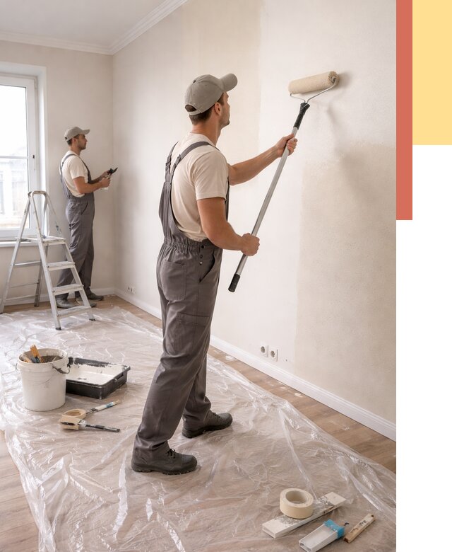 Покраска стен акриловой краской в Новосибирске от 3558 руб./м² — быстро и недорого | ОТДЕЛОЧНИК-Нвс