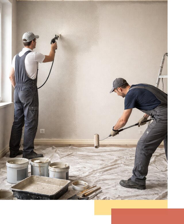 Покраска стен моющейся краской и защита поверхностей в Новосибирске