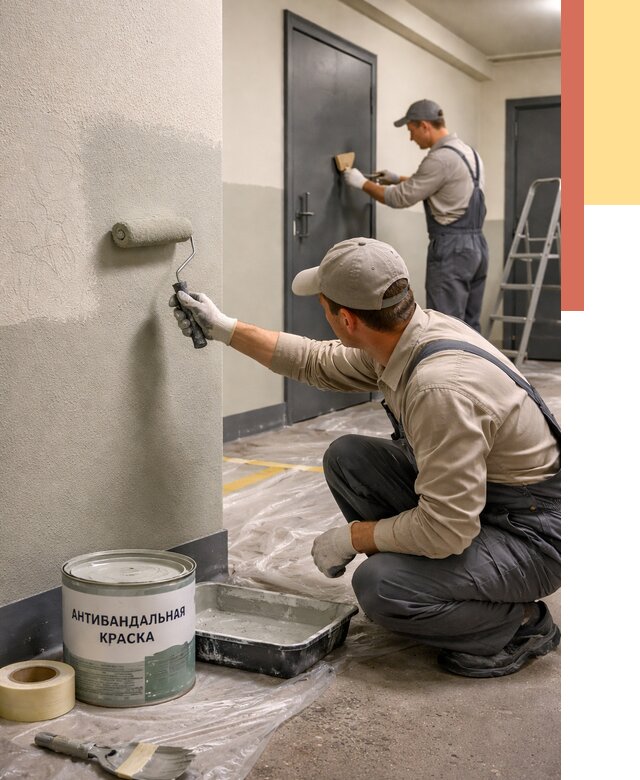 Покраска стен антивандальной краской в Новосибирске от 4575 руб./м² под ключ | ОТДЕЛОЧНИК-Нвс