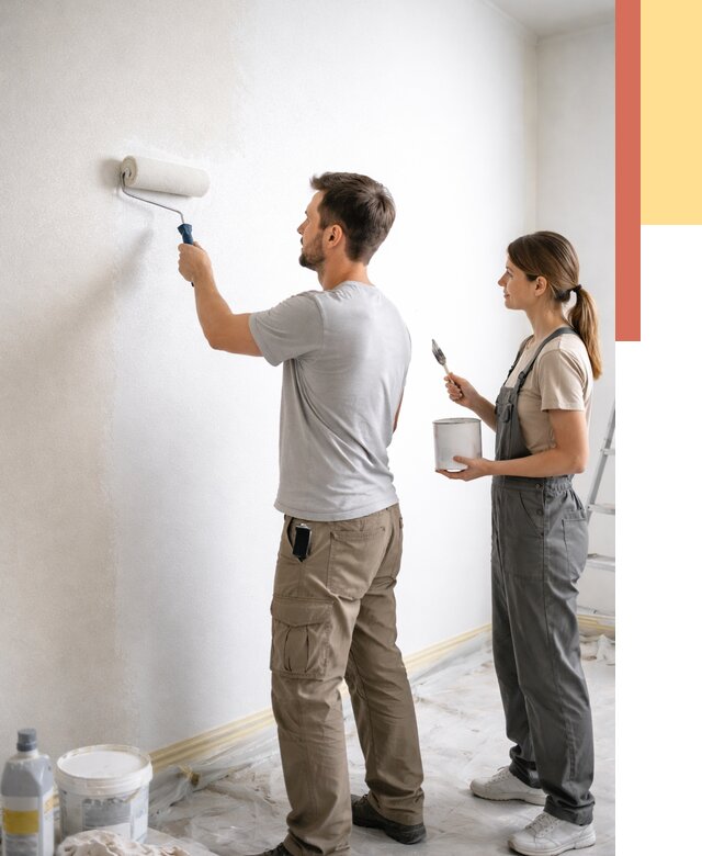 Окраска стен по стеклохолсту в Новосибирске от 4575 руб/м² под ключ | ОТДЕЛОЧНИК-Нвс