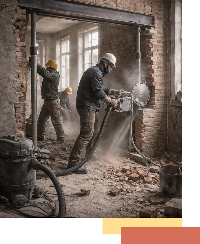 Прорезка проема в стене под дверной или оконный проем в Новосибирске