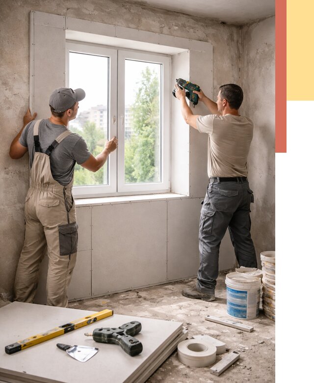 Монтаж откосов из гипсокартона в Новосибирске от 4575 руб. под ключ | ОТДЕЛОЧНИК-Нвс