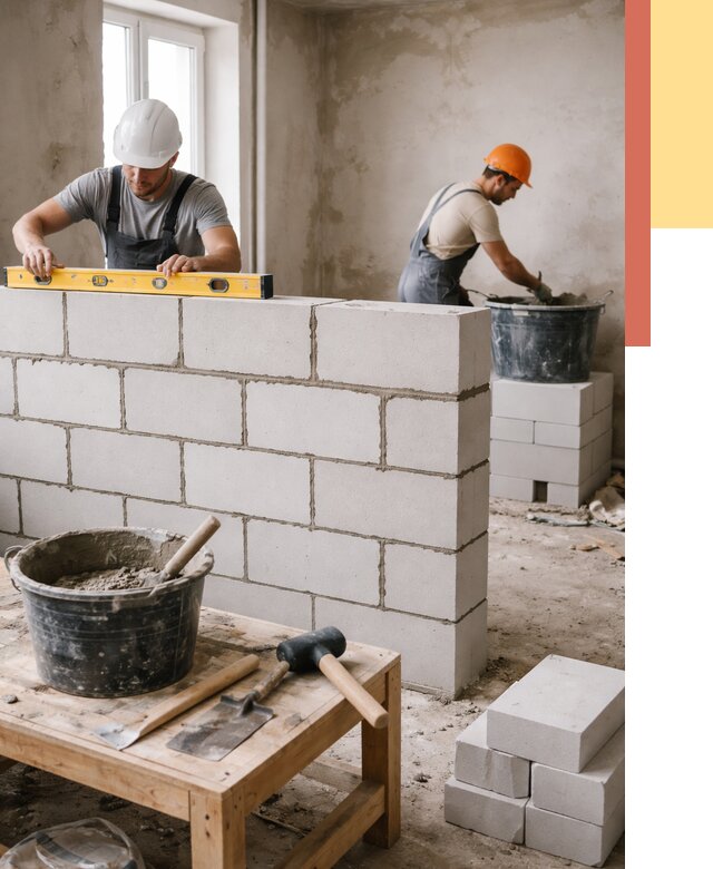 Кладка перегородок из газобетона в Новосибирске от 3253 руб. под ключ | ОТДЕЛОЧНИК-Нвс