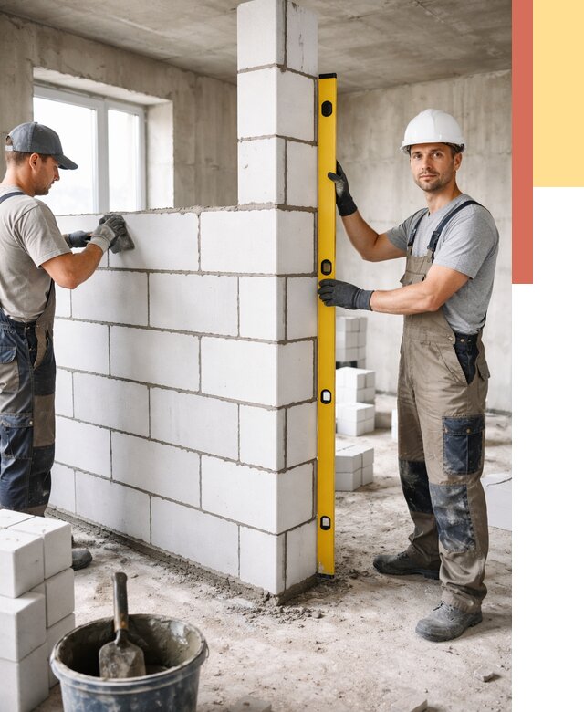 Кладка перегородок из пеноблока в Новосибирске от 1830 руб. под ключ | ОТДЕЛОЧНИК-Нвс