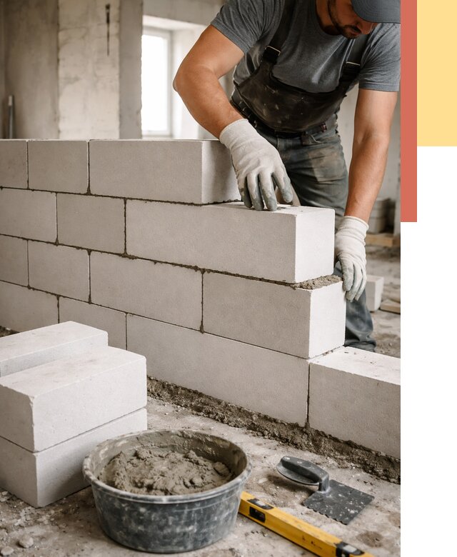 Кладка перегородок из силикатного блока в Новосибирске от 4066 руб. под ключ | ОТДЕЛОЧНИК-Нвс