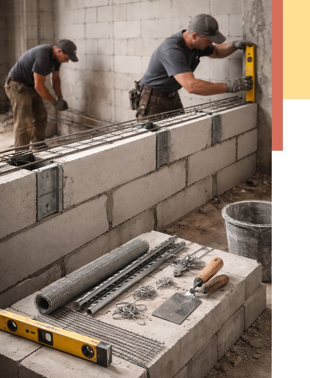 Армирование кладки перегородок в Новосибирске от 762 руб. под ключ | ОТДЕЛОЧНИК-Нвс
