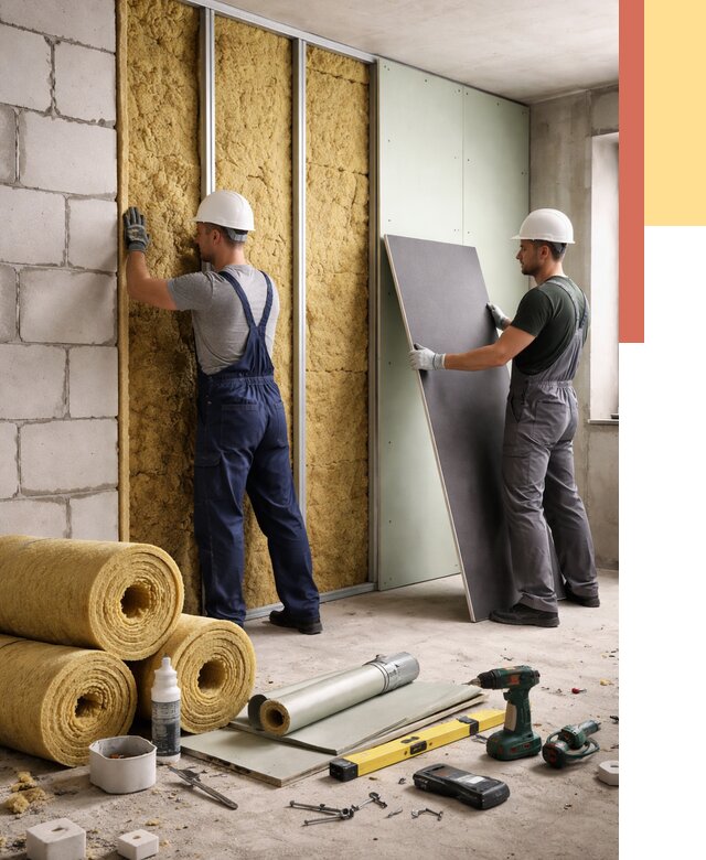 Шумоизоляция перегородок из блоков в Новосибирске от 1881 руб./м² — быстро и недорого | ОТДЕЛОЧНИК-Нвс