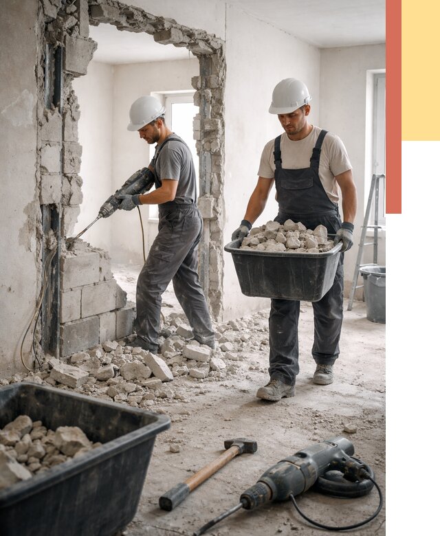 Демонтаж блоковых перегородок в Новосибирске от 3812 руб. — быстро и недорого | ОТДЕЛОЧНИК-Нвс