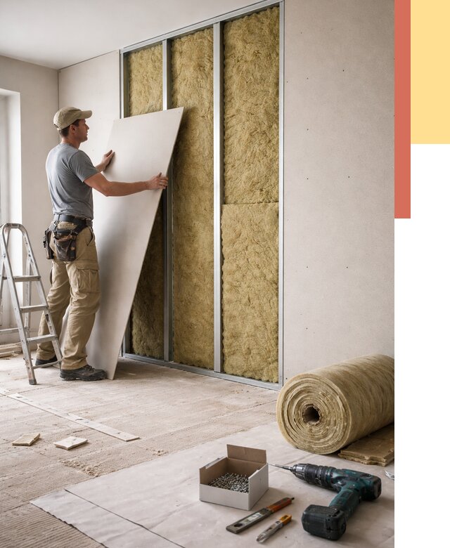 Перегородка из гипсокартона с шумоизоляцией в Новосибирске от 3172 руб. | ОТДЕЛОЧНИК-Нвс