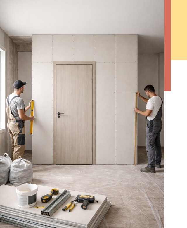 Перегородка из гипсокартона с дверью в Новосибирске от 4575 руб. под ключ | ОТДЕЛОЧНИК-Нвс