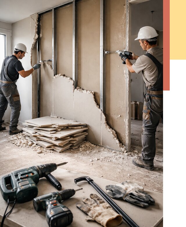 Демонтаж перегородки из гипсокартона в Новосибирске от 1220 руб. быстро и недорого | ОТДЕЛОЧНИК-Нвс