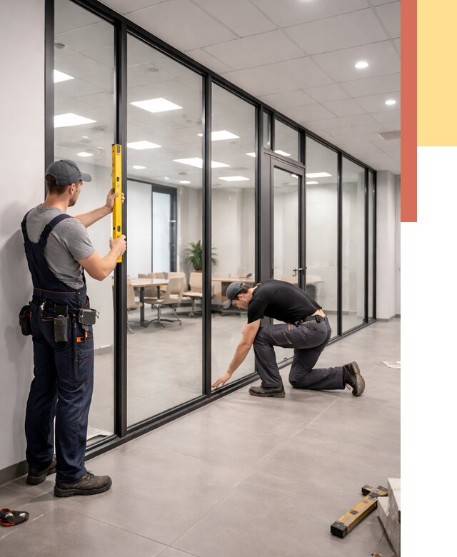 Каркасные стеклянные перегородки в Новосибирске под ключ от 9353 руб. | ОТДЕЛОЧНИК-Нвс