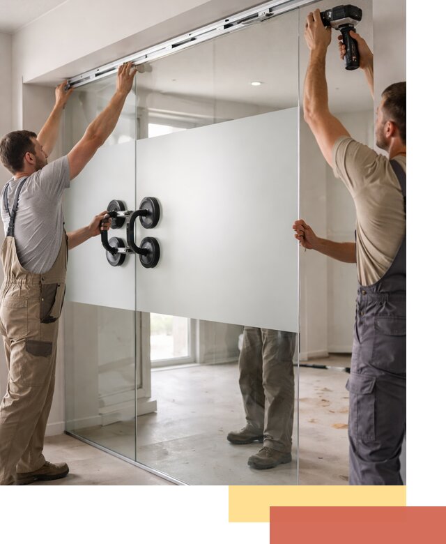 Матовые стеклянные перегородки под ключ в Новосибирске