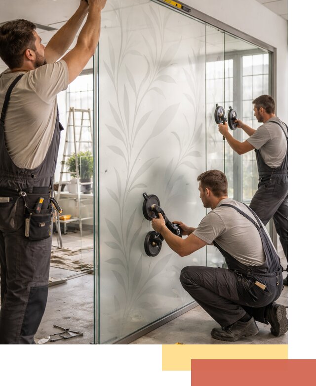 Стеклянные перегородки с рисунком на заказ в Новосибирске