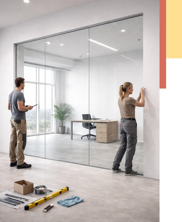 Перегородки из закаленного стекла в Новосибирске от 9658 руб. под ключ | ОТДЕЛОЧНИК-Нвс