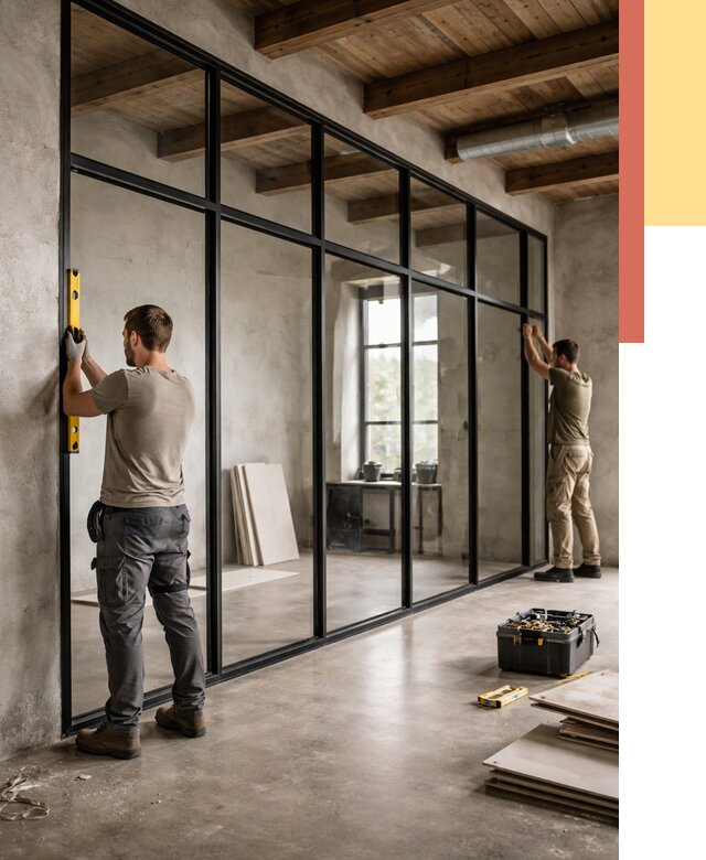 Стеклянные перегородки лофт в Новосибирске от 10674 руб. под ключ | ОТДЕЛОЧНИК-Нвс