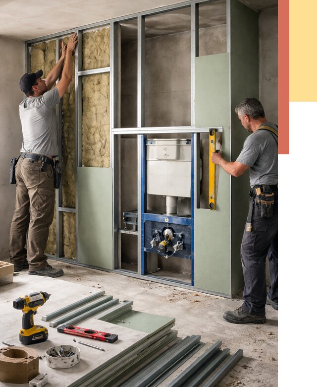 Установка сантехнических перегородок в Новосибирске от 8641 руб. | ОТДЕЛОЧНИК-Нвс