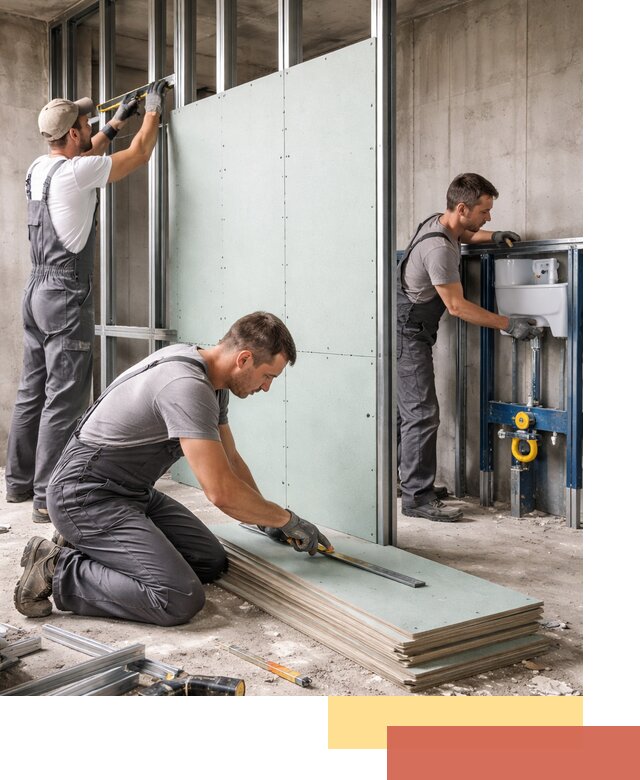 Монтаж и ремонт сантехнических перегородок в Новосибирске