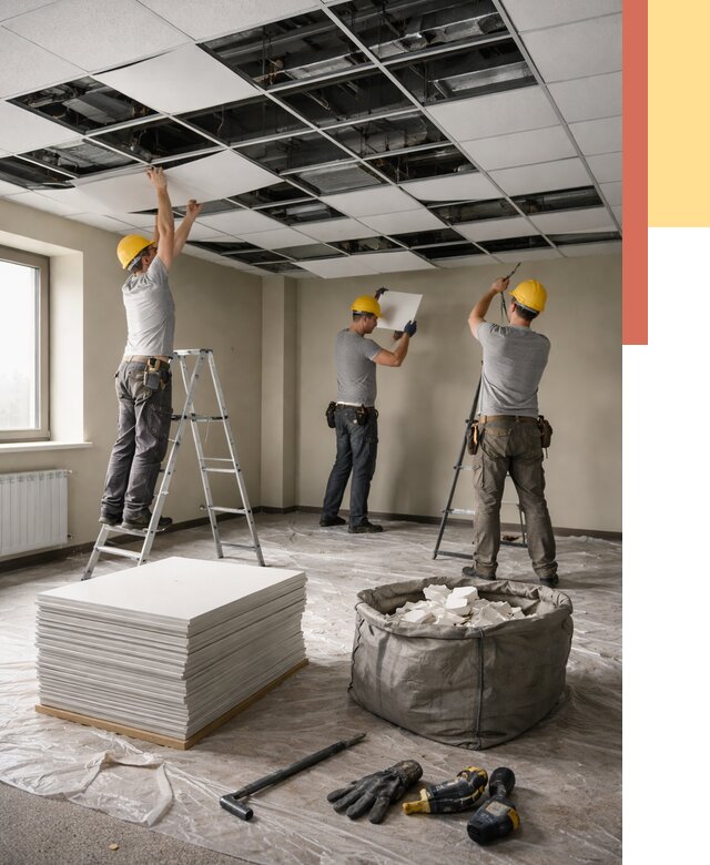 Демонтаж потолка Армстронг в Новосибирске от 4575 руб. быстро и недорого | ОТДЕЛОЧНИК-Нвс