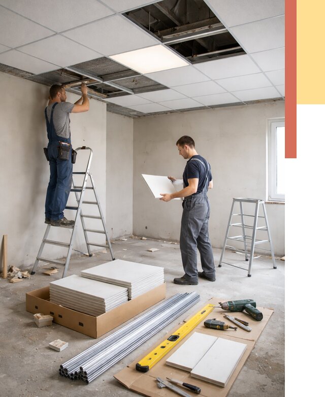 Монтаж потолка армстронг в Новосибирске от 4575 руб/м2 — быстрая установка под ключ | ОТДЕЛОЧНИК-Нвс