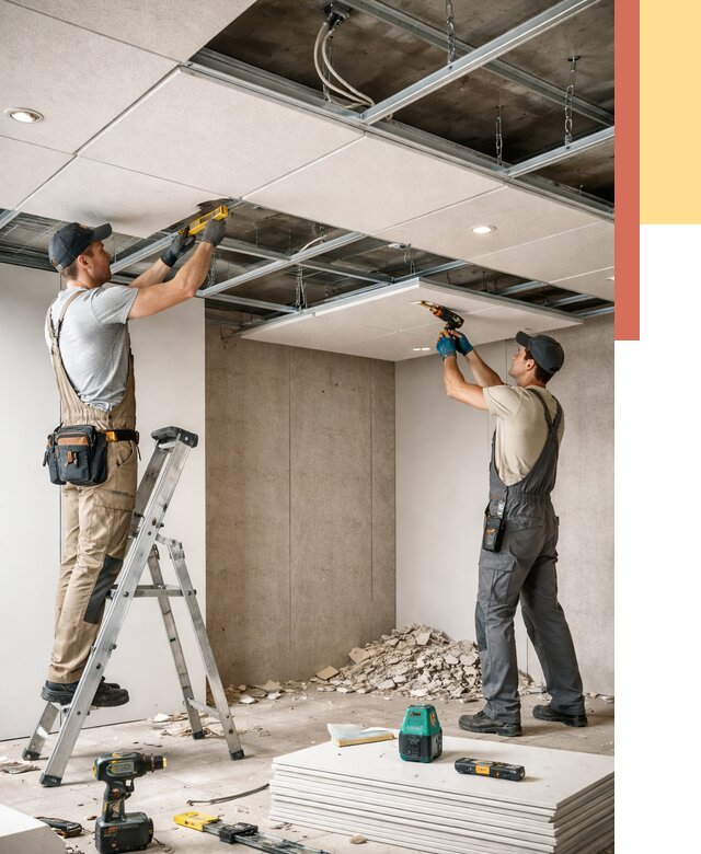 Монтаж акустического потолка в Новосибирске от 6608 руб/м2 — быстро и недорого | ОТДЕЛОЧНИК-Нвс