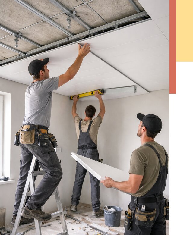 Монтаж потолка из ПВХ панелей в Новосибирске от 3558 руб./м2 — быстро и недорого | ОТДЕЛОЧНИК-Нвс