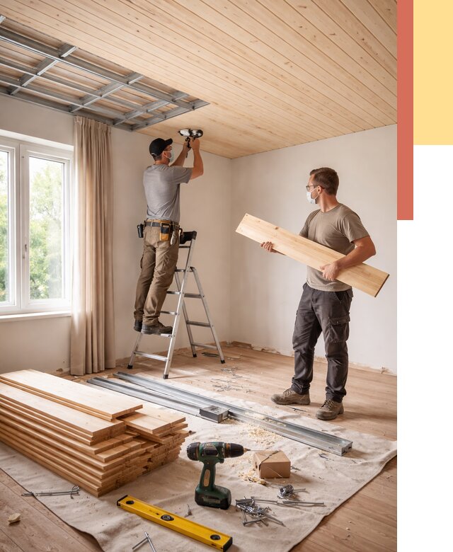 Монтаж потолка из вагонки в Новосибирске от 6608 руб. | Быстро и недорого — ОТДЕЛОЧНИК-Нвс