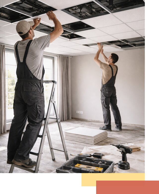 Замена плит подвесного потолка в Новосибирске быстро и качественно