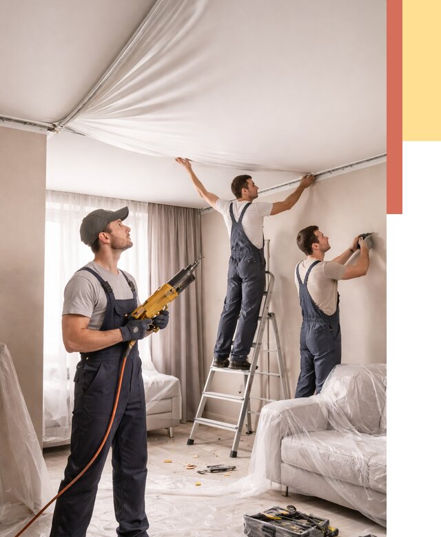 Установка натяжного потолка в Новосибирске от 4575 руб. | Быстро и недорого — ОТДЕЛОЧНИК-Нвс