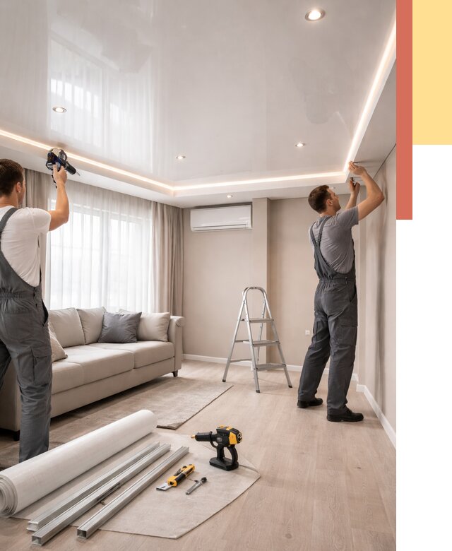 Монтаж глянцевого натяжного потолка в Новосибирске от 762 руб. под ключ | ОТДЕЛОЧНИК-Нвс