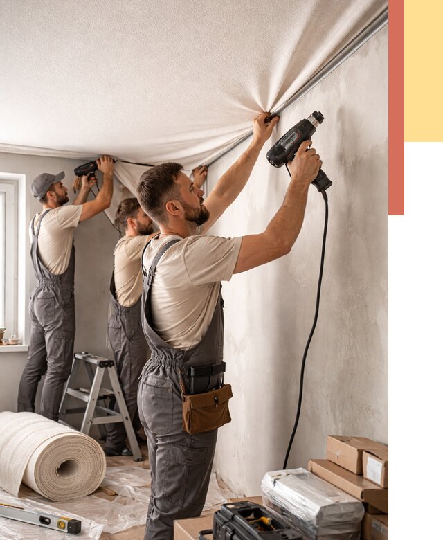 Монтаж фактурного натяжного потолка в Новосибирске от 762 руб. — ОТДЕЛОЧНИК-Нвс