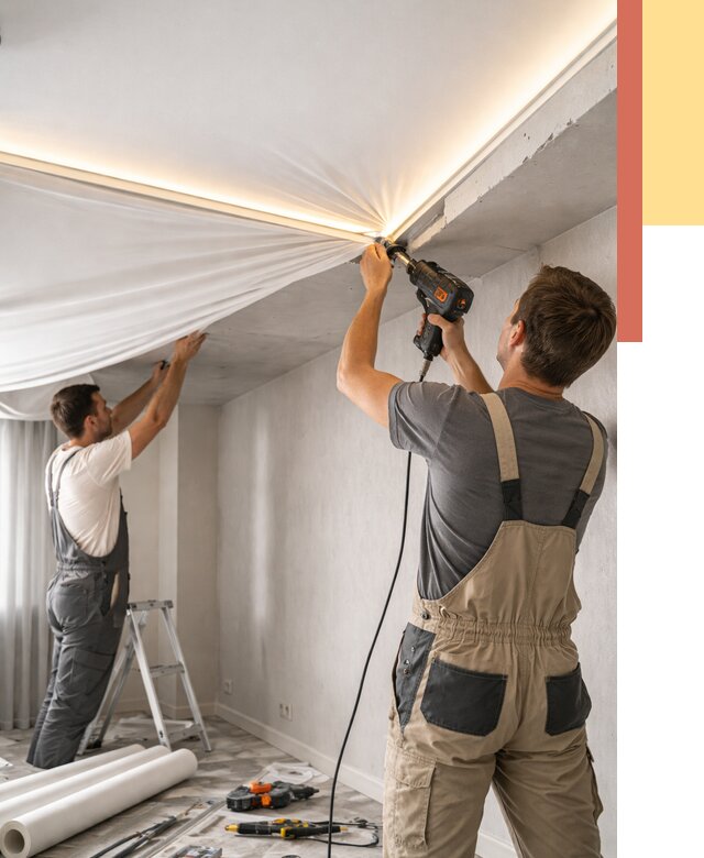 Монтаж натяжного потолка с подсветкой в Новосибирске от 966 руб. | ОТДЕЛОЧНИК-Нвс