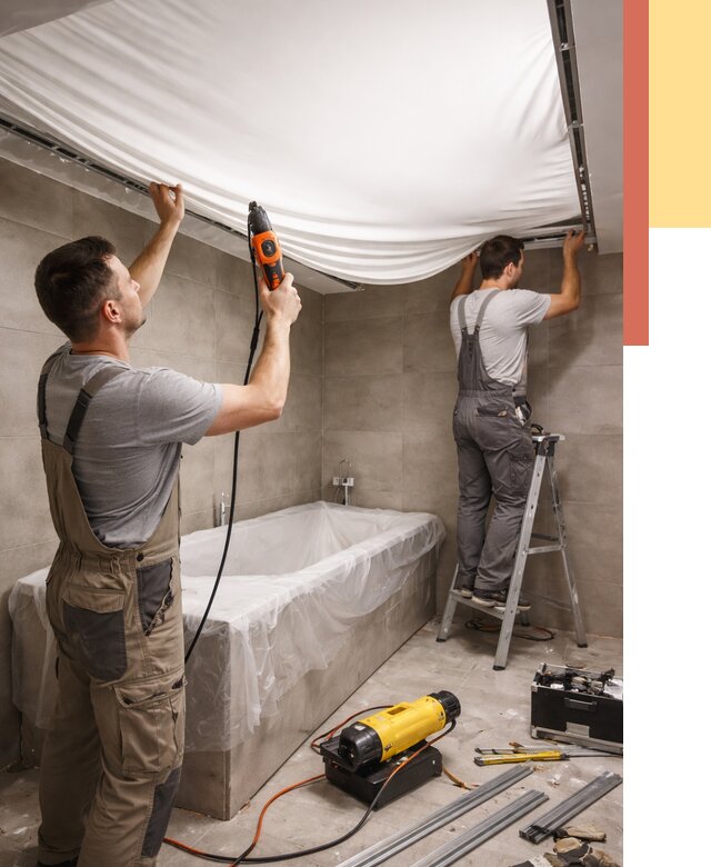 Монтаж натяжного потолка в ванной в Новосибирске от 1220 руб. под ключ | ОТДЕЛОЧНИК-Нвс