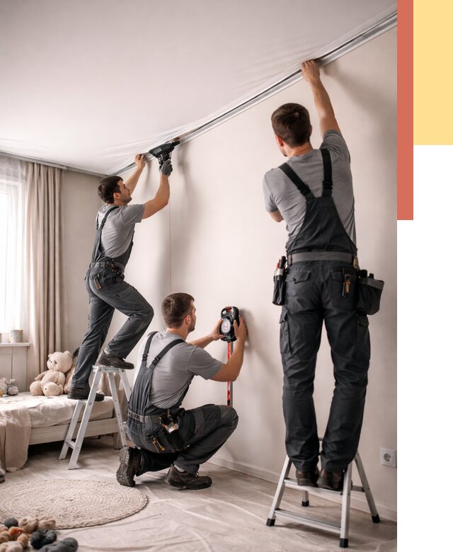 Монтаж натяжного потолка в детской в Новосибирске от 3558 руб. — быстро и недорого | ОТДЕЛОЧНИК-Нвс