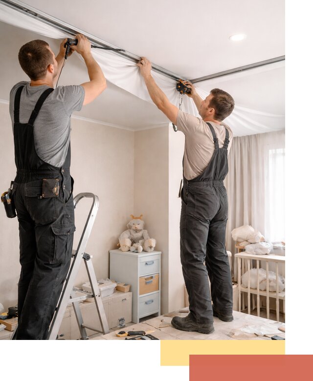 Монтаж натяжного потолка в детской комнате в Новосибирске