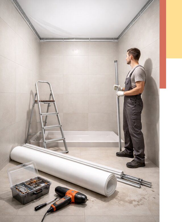 Монтаж натяжного потолка в санузле в Новосибирске от 1881 руб. — ОТДЕЛОЧНИК-Нвс