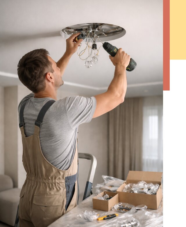 Установка люстры в натяжной потолок в Новосибирске от 1220 руб. | Быстро и недорого — ОТДЕЛОЧНИК-Нвс